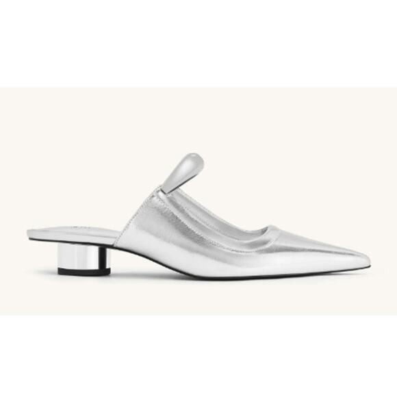 JW PEI Helena Pierced Mules Vegan Leather Slip On Pointed Toe Kitten Heel Shoes - Picture 4 of 14